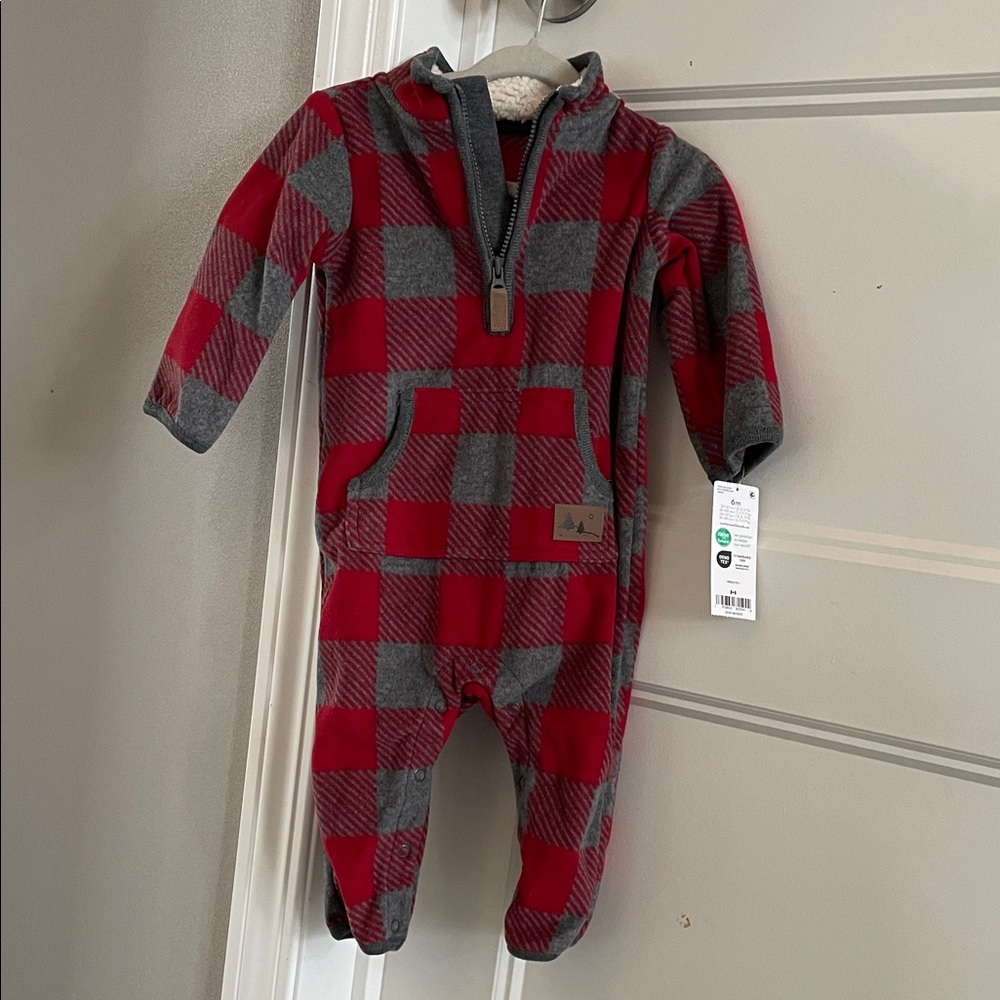 3/$20 Carter's Red and Gray Plaid Footie